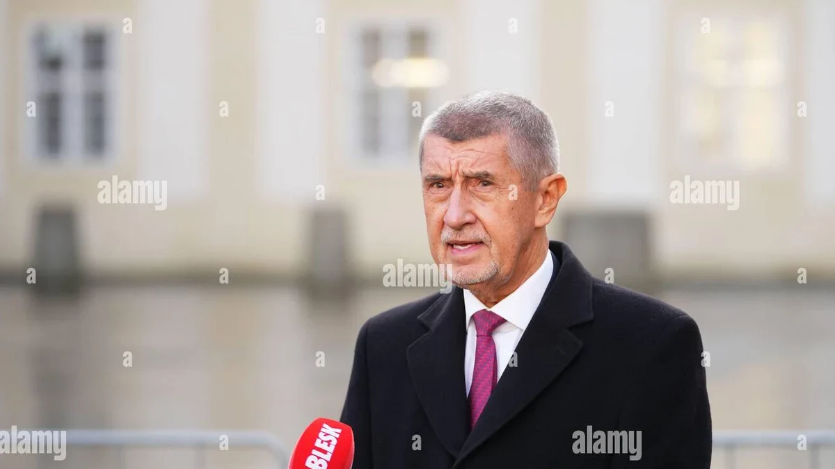File photo: Leader of ANO political movement Andrej Babis addres…