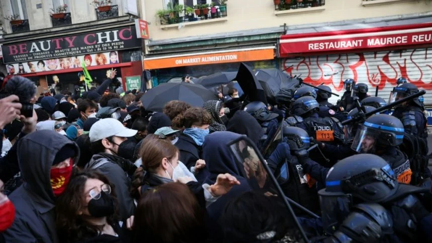 File photo: Police clash with protesters in France amid widespread unrest over ...