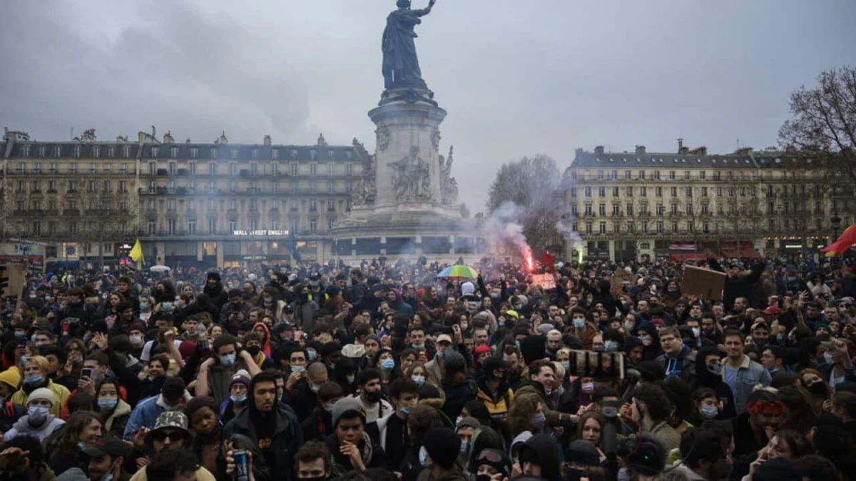 File photo: Tens of thousands march across France in latest protests over bill ...
