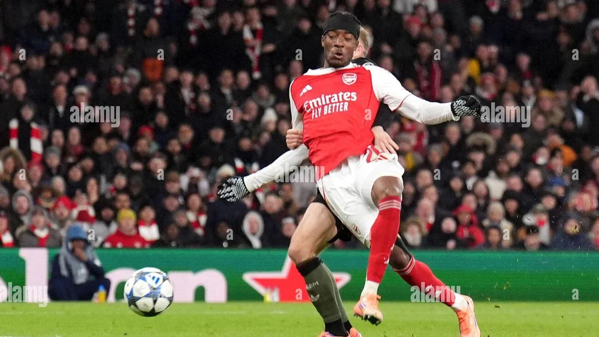 File photo: Arsenal's Noni Madueke scores their side's second goal of the …